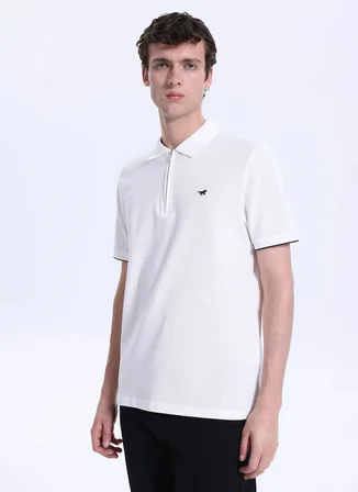 Mustang Düz Beyaz Erkek Polo T-Shirt M6SM-TST1583
