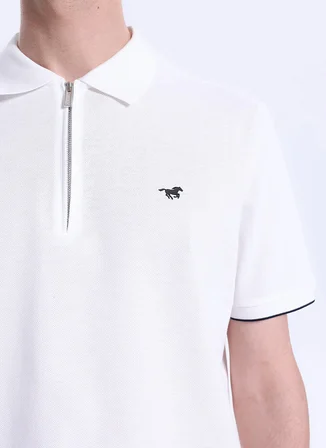 Mustang Düz Beyaz Erkek Polo T-Shirt M6SM-TST1583