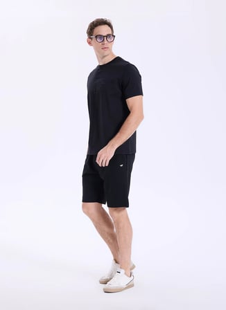 Mustang Siyah Erkek Relaxed Baskılı T-Shirt M6SM-TST1571