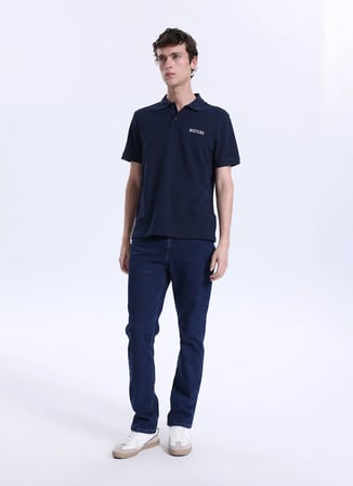 Mustang Düz Lacivert Erkek Polo T-Shirt M6SM-TST1579
