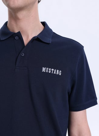 Mustang Düz Lacivert Erkek Polo T-Shirt M6SM-TST1579