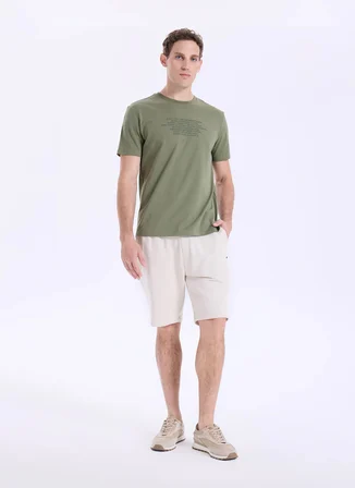 Mustang Koyu Haki Erkek Relaxed Baskılı T-Shirt M6SM-TST1571
