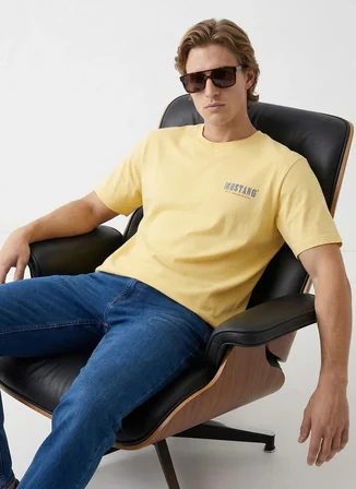Mustang Mavi Erkek Relaxed Baskılı T-Shirt M6SM-TST1578