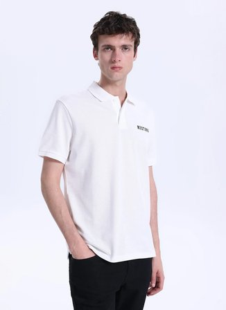 Mustang Düz Beyaz Erkek Polo T-Shirt M6SM-TST1579