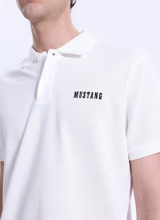 Mustang Düz Beyaz Erkek Polo T-Shirt M6SM-TST1579
