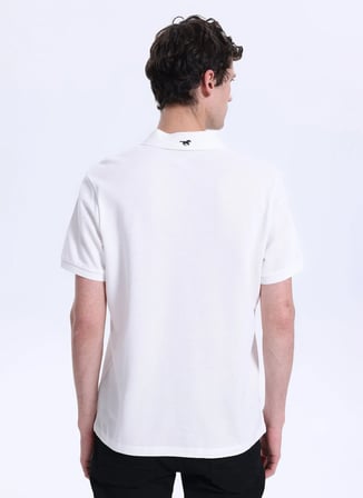 Mustang Düz Beyaz Erkek Polo T-Shirt M6SM-TST1579