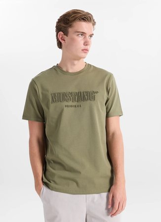 Mustang Koyu Haki Erkek Relaxed Baskılı T-Shirt M5SM-TST1288