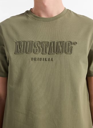 Mustang Koyu Haki Erkek Relaxed Baskılı T-Shirt M5SM-TST1288