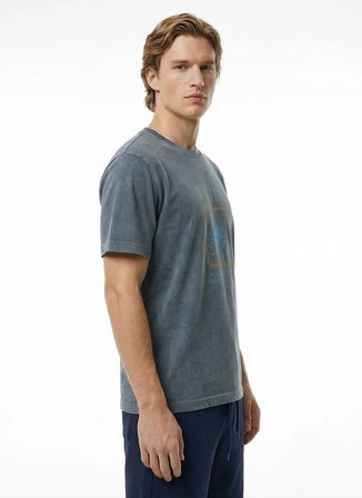 Mustang Antrasit Erkek Relaxed Baskılı T-Shirt M6SM-TST1597