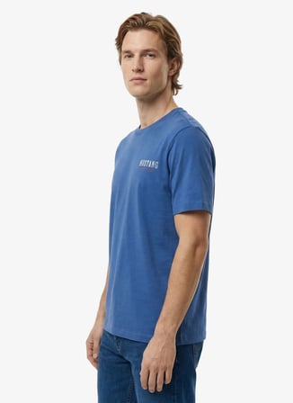 Mustang Mavi Bisiklet Yaka Erkek Relaxed Fit Baskılı T-Shirt M6SM-TST1578