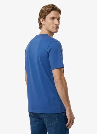 Mustang Mavi Bisiklet Yaka Erkek Relaxed Fit Baskılı T-Shirt M6SM-TST1578