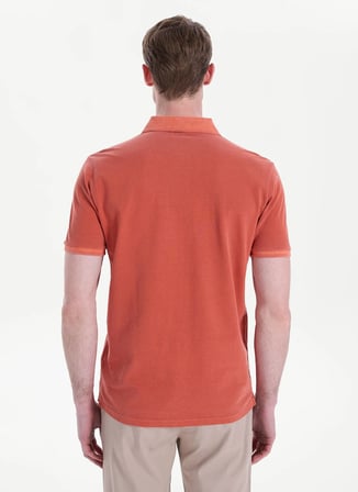 Mustang Turuncu Erkek Relaxed Yıkamalı Polo T-Shirt M6SM-TST1326