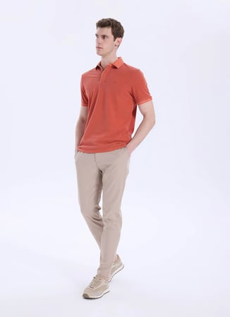 Mustang Turuncu Erkek Relaxed Yıkamalı Polo T-Shirt M6SM-TST1326