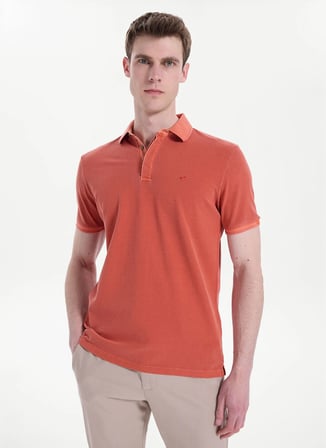 Mustang Turuncu Erkek Relaxed Yıkamalı Polo T-Shirt M6SM-TST1326