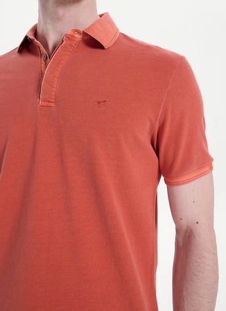 Mustang Turuncu Erkek Relaxed Yıkamalı Polo T-Shirt M6SM-TST1326