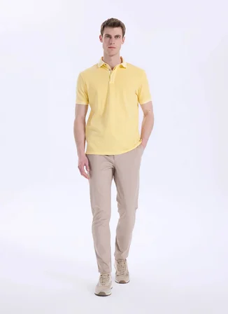 Mustang Sarı Erkek Relaxed Yıkamalı Polo T-Shirt M6SM-TST1326