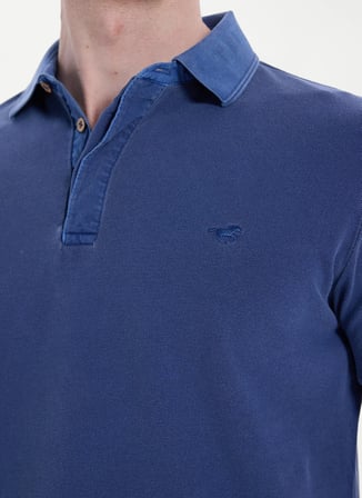 Mustang Lacivert Erkek Relaxed Yıkamalı Polo T-Shirt M6SM-TST1326