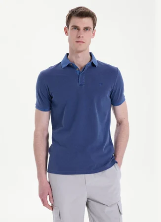 Mustang Lacivert Erkek Relaxed Yıkamalı Polo T-Shirt M6SM-TST1326