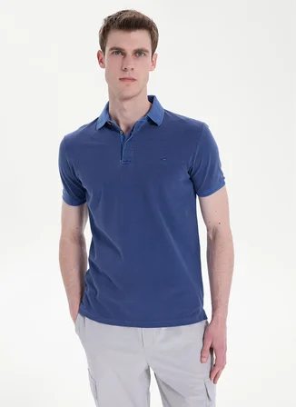 Mustang Lacivert Erkek Relaxed Yıkamalı Polo T-Shirt M6SM-TST1326