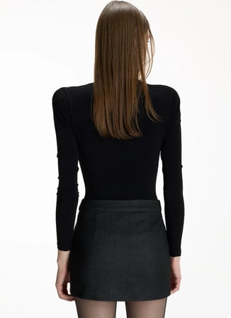 Heylea Normal Bel Siyah Kadın Düz Mini Etek Moogy Mini Skirt