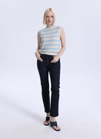 Mustang Yüksek Bel Düz Paça Straight Mavi Kadın Denim Pantolon CROSBY STRAIGHT-1312