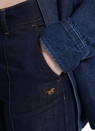 Mustang Yüksek Bel Bol Paça Bol Kesim Lacivert Kadın Denim Pantolon M6SL-PNT1303