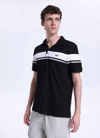 Discovery Expedition D6SM-TST3748 Siyah Relaxed Düz Erkek Polo T-Shirt
