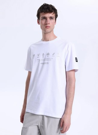 Discovery Expedition D6SM-TST3742 Beyaz Bisiklet Yaka Relaxed Baskılı Erkek T-Shirt