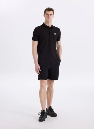 Discovery Expedition D6SM-TST3754 Siyah Relaxed Düz Erkek Polo T-Shirt