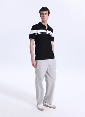 Discovery Expedition D6SM-TST3748 Siyah Relaxed Düz Erkek Polo T-Shirt