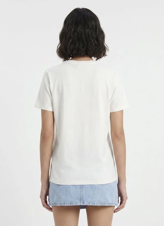 Limon Ekru Kadın Relaxed Baskılı T-Shirt L6SL-TST9066