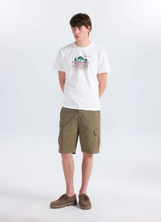 Discovery Expedition D6SU-TST3102 Beyaz Bisiklet Yaka Baskılı Erkek T-Shirt