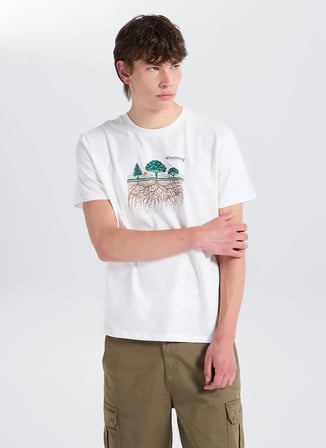 Discovery Expedition D6SU-TST3102 Beyaz Bisiklet Yaka Baskılı Erkek T-Shirt