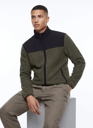 Discovery Expedition D6WM-SWT3746 Haki Dik Yaka Jakarlı Erkek Polar Sweatshırt