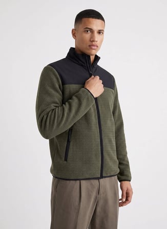 Discovery Expedition D6WM-SWT3746 Haki Dik Yaka Jakarlı Erkek Polar Sweatshırt