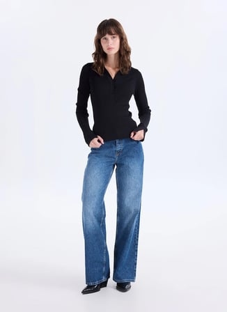 Fabrika Siyah Kadın Slim Fit Kazak F6WL-KZK0004