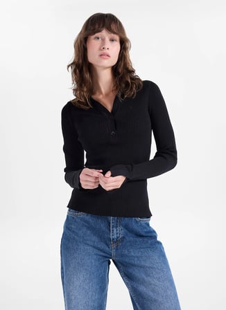 Fabrika Siyah Kadın Slim Fit Kazak F6WL-KZK0004
