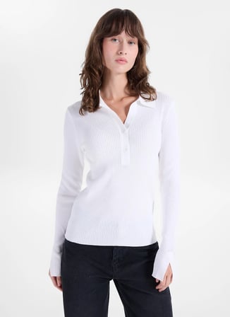 Fabrika Beyaz Kadın Slim Fit Kazak F6WL-KZK0004