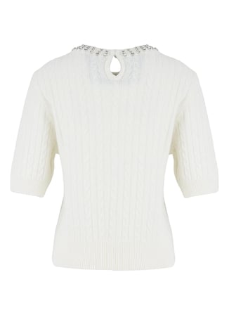 Fabrika Ekru Kadın Bisiklet Yaka Regular Fit Saç Örgü Kazak F6WL-KZK0016