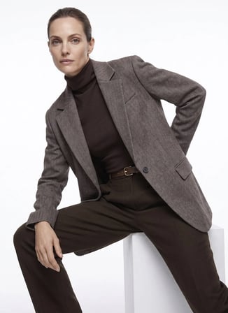 Fabrika Kahverengi Kadın Oversize Balıksırtı Blazer F6WL-CKT0058