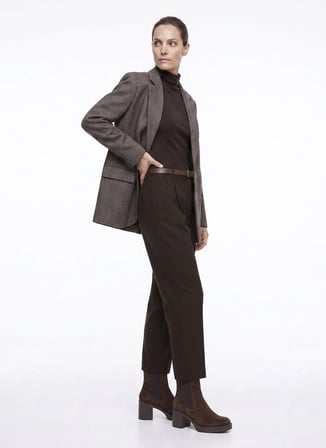 Fabrika Kahverengi Kadın Oversize Balıksırtı Blazer F6WL-CKT0058