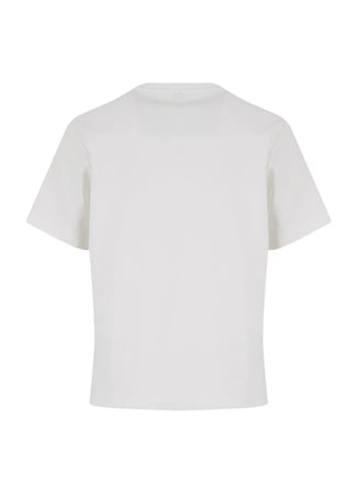 Fabrika Beyaz Kadın Bisiklet Yaka Loose Fit Taşlı T-Shirt F6WL-TST0040