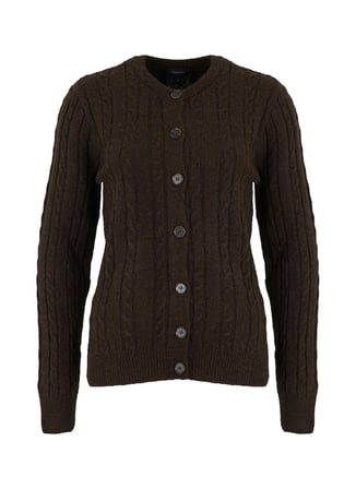 Fabrika Kahverengi Kadın Bisiklet Yaka Slim Fit Saç Örgü Hırka F5WL-HRK0256