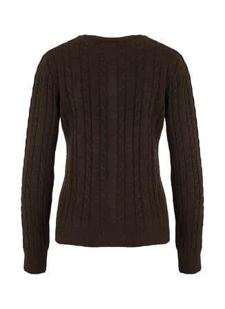 Fabrika Kahverengi Kadın Bisiklet Yaka Slim Fit Saç Örgü Hırka F5WL-HRK0256