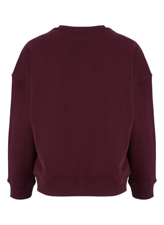 Fabrika Bordo Kadın Bisiklet Yaka Oversize Taşlı Sweatshirt F5WL-SWT0036