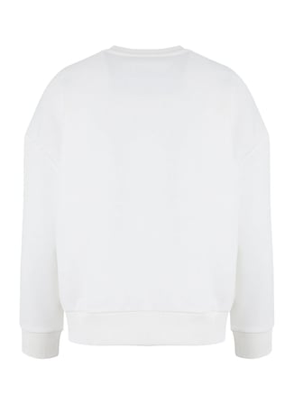 Fabrika Ekru Kadın Bisiklet Yaka Oversize Taşlı Sweatshirt F5WL-SWT0038
