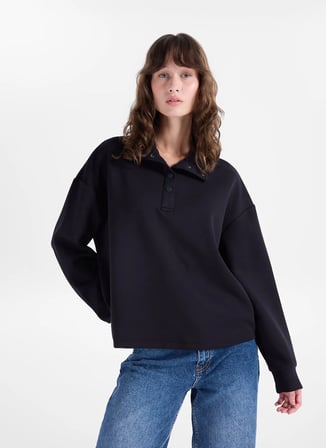 Fabrika Siyah Kadın Loose Fit Sweatshirt F6WL-SWT0032-M