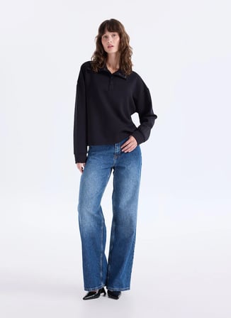 Fabrika Siyah Kadın Loose Fit Sweatshirt F6WL-SWT0032-M