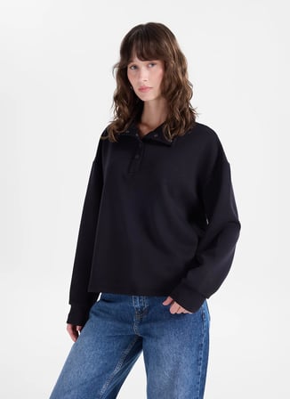 Fabrika Siyah Kadın Loose Fit Sweatshirt F6WL-SWT0032-M
