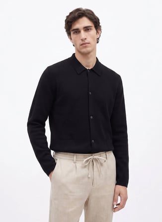 Fabrika Siyah Erkek Slim Fit Hırka F5WM-HRK 2437